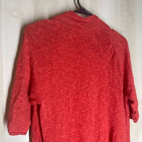 Eileen Fisher Red Linen Blend Open Front Cardigan 3/4 Sleeve Casual Medium - Picture 10 of 14